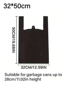 100/275/365pcs Thickened Large Black Garbage Bags, Kitchen Trash Bags, Vegetable Bags, Large Size Garbage Bags, Suitable For Paper, Plastic, Bottles, Newspapers, Lawn, With Handle T-Shirt Bags, Large Capacity Plastic Bags - Black - View 6