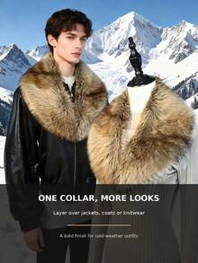 1pc Casual Faux Fur Autumn/Winter Women's Coat With Collar Accessory - Multicolor - View 4
