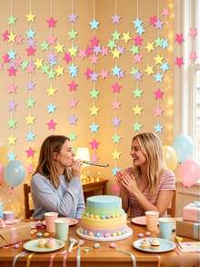 16/12/10/8/5 Pieces Pastel Star And Pentagon Confetti, Paper Garland For Parties And Christmas - Macaron-colored Stars - View 4
