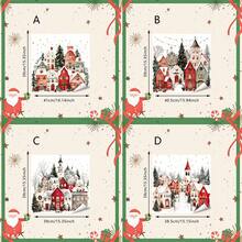 1pc Winter Snowscape Town Christmas Window Decorations, European-Style Snowy Cottage Pine Tree Glass Decals, Reusable, Suitable For Living Room And Store Window Decoration - Multicolor - View 3