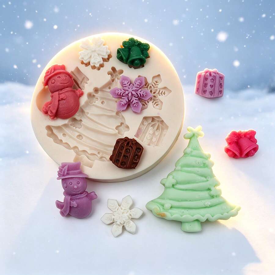 1PC Christmas Tree Snowflake Snowman Silicone Mold Cake Fondant Chocolate Candy DIY Baking Tool Non-Stick Easy Release