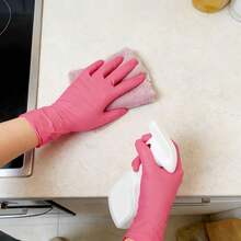 100PCS Dark Pink Disposable Nitrile Gloves, Durable, Waterproof, Durable Gloves For Tattoo Shops, Hair Salons, Pet Grooming Shops, Nail Salons, And Home Cleaning. Comfortable To Wear, Suitable For Home And Professional Use. (Box Not Included) - Rose Red - View 5