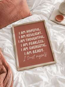 1pc Wall Art, Quotes Poster, I Am Hopeful Resilient Thoughtful Fearless Energetic Ready I Trust Myself, Boys Girls Wall Art For Boys Bedroom, Suitable For Living Room, Bedroom Decoration, Housewarming Gift, Frameless, Halloween Christmas Decor - Text a - View 3