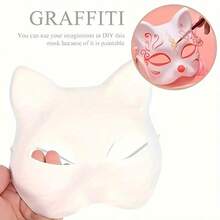 10pcs/1set Hand-Painted Mask DIY Mask, DIY Hand-Painted White Animal Shaped Mask For Graffiti Decoration, Unisex Mask - Upgraded Style - View 7