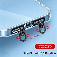 360° Rotating Metal Phone Lanyard Connector Plate, Side-Mount Double-Clip Ultra-Thin Metal Shim, Double-Clip For Stronger Hold, Does Not Affect Phone Calls - Multicolor - View 8