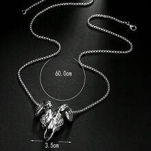 Kalung liontin pria model baru yang stylish dan retro dengan bentuk kepala domba yang usang, dengan desain unik dan khas. - Kalung liontin kepala domba jantan - View 2