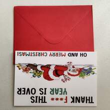 1pc Funny Christmas Card, "Thanks For The Year Ending" Cartoon Santa Claus Folded Christmas Card With Envelope, Blank Handwritten Greeting Card, Christmas Gift Card For Friends And Colleagues - View 7