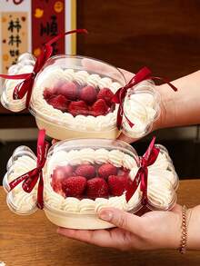 2/1pc Cute Macaron Candy‑Shaped Gift Box With Transparent Lid, Dessert Baking Packaging Box, Xmas Holiday Treat Storage Container, For Christmas Party Favor, Wedding & Home Table Decor, Xmas Tree Ornament, Holiday Gift Supplies - A - View 2