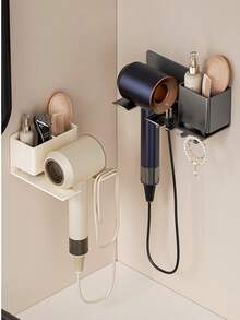 1pc Wall-Mounted Hair Dryer & Phone Holder - Suction Cup Installation, Space-Saving Bathroom Storage Rack With Strong Adhesive, Compatible With Hair Dryer And Phone, No Drilling Required, Ideal For Home - Multicolor - View 2