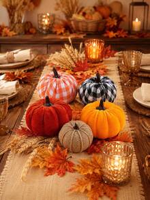 Set 5 Buah Buatan Campuran, Dirancang untuk Hari Thanksgiving, Musim Panen, Halloween, Dekorasi Rumah Musim Gugur, Kombinasi Berbagai Bahan Kain Kotak-kotak, Gaya Pedesaan Amerika Klasik, Dekorasi Suasana Musim Gugur Serbaguna untuk Meja, Keranjang Bunga, Pajangan Jendela, Meja Makan, Bebas Perawatan dan Dapat Digunakan Kembali - beraneka warna - View 5