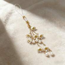 1pc Ins Style White Lily Home Decor Hanging Ornament, Home Pendant, Phone Chain, Bag Charm, Exquisite High-End Elegant Phone Lanyard, Suitable As Gift For Friends And Family - Multicolor - View 5