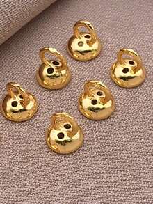6入保色金色穿孔珍珠鈕扣端蓋，適用手鍊與項鍊 - 金色 - 查看 1