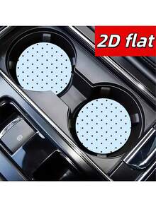 2 Pc Car Cup Holder Coasters, Flat Polka Dot Print Non-Slip Pads, Wear-Resistant Waterproof, Car Interior Decoration Accessories - A - View 6