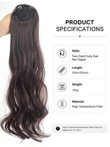 50cm Clip In Wavy Hair Topper For Women High Crown Volumizing Hairpiece Synthetic Fiber Hair Extensions With BB Clips Daily Wear Party Festival Hairstyle - Multicolor - View 3