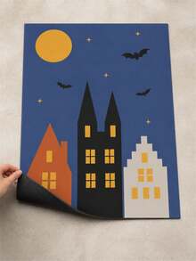 1pc Halloween Twilight Ghost Village Diatomaceous Earth Bathroom Mat - Multicolor - View 2