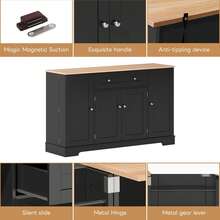 Sideboard Made Of Wood With 3 Drawers With Storage With Drawers Brown For Dining Room And Living Room - Black - View 9