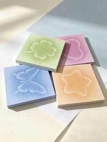 50/80 Sheets/Pack Gradient Shaped Sticky Notes, Heart, Star, Butterfly, Four-Leaf Clover Memo Pads, High-Value Adhesive Note Stickers For Students' Planner Stationery, Back To School Essential - Multicolor - View 1