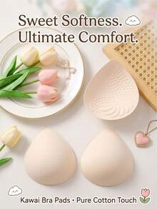 WANTES 1 Pair / 2 Pairs Waterdrop Shaped Lingerie Liner,Breathable And Soft Bra Inserts Pads ,Removable Sport Bra Cups Inserts, Mastectomy Bra Inserts - Beige - View 1