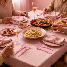 1pc Exquisite Stainless Steel Pink Fork & Spoon Set, Elegant Wedding, Birthday, Reception And Event Tableware, Mirror Polished, Perfect For Wedding And Birthday Parties - Pink - View 6