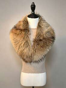 1pc Casual Faux Fur Autumn/Winter Women's Coat With Collar Accessory - Multicolor - View 6