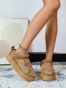 Women's Thick Sole Snow Boots 2026 New Winter Thermal Lined Warm Fuzzy Non-Slip Winter Shoes, Suitable For Snow Play, Warm, Comfortable, Fashionable. Plus Size - Camel - View 4