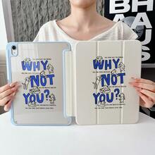 1件可愛卡通狗狗 Why Not You 口號印花平板保護殼，附筆槽，多角度磁吸支架，支援自動休眠/喚醒，適用於 iPad PRO/AIR、、小米 Pad 5/6/7、華為 Matepad - 彩色 - 查看 2