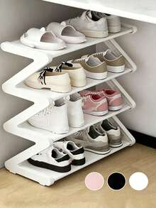 Z-Shaped Plastic Shoe Rack Floor-Standing Storage Rack Multi-Functional Large Capacity Easy Assembly Essential For Home Dormitory Space-Saving Storage Rack Suitable For Living Room Bedroom - Multicolor - View 8