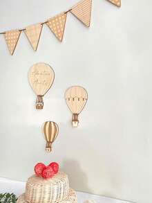 3PCS Nordic Style Wooden Hot Air Balloon Wall Decals For Kids Room Home Wall Decor Photography Props - Multicolor - View 5