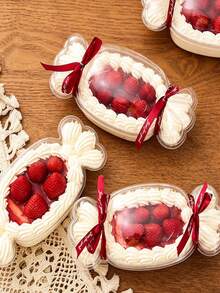 2/1pc Cute Macaron Candy‑Shaped Gift Box With Transparent Lid, Dessert Baking Packaging Box, Xmas Holiday Treat Storage Container, For Christmas Party Favor, Wedding & Home Table Decor, Xmas Tree Ornament, Holiday Gift Supplies - A - View 3