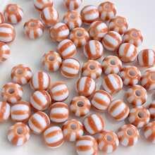 60pcs 8mm Multicolor Two‑Tone Striped Round Acrylic Stringing Beads, Color Block Loose Beads For DIY Bracelet, Keychain, Phone Charm Handmade Jewelry Supplies - Multicolor - View 22