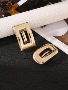 1pc Minimalist Vintage Half-Up Solid Color Geometric Alloy Spring Hair Clip - Multicolor - View 2