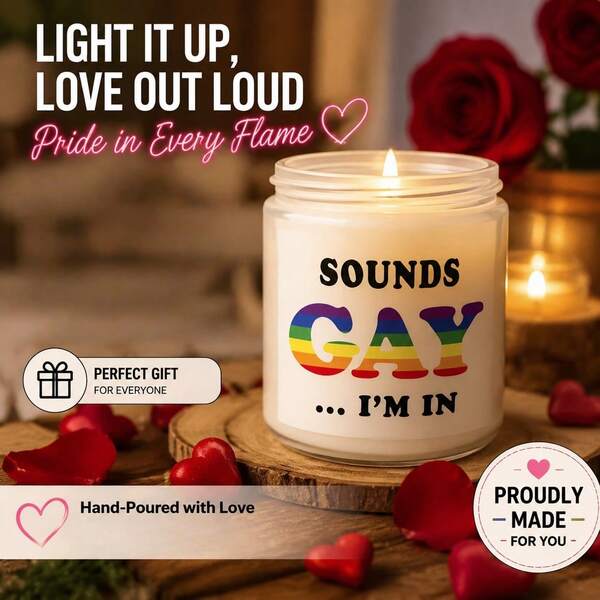 1pc Creamy Vanilla Scented Soy Candle, Perfect Gift For LGBTQ+ Lesbian, Gay, Bisexual, Transgender, Queer, Queen, Girlfriend, Boyfriend, Suitable For Birthday, Christmas, Brave, Cool, Novelty, Love, Special, Funny, Power, Romantic, Unique, Essential, Decoration, Gift