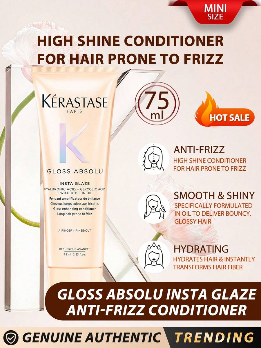 Kérastase Kerastase [Mini Size] Exquisite Gloss Anti-Frizz Conditioner 75ml / Wild Rose Oil / High Gloss Conditioner, Specially Designed For Frizz-Prone Hair / Makes Hair Bouncy And Shiny, With A Charming Fragrance, Creating An Ultimate Glossy Effect - New - 75ml - View 1