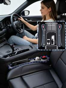 2PCS Car Seat Gap Filler Storage Box, Upgraded 2 In 1 Anti-Drop Anti-Leak Dual Slot Crevice Organizer, Holds Phone Keys Cards Coins, Reduce Friction Noise, Universal Auto Interior Storage Accessory, Ideal Holiday Gift & Road Trip Essential - Multicolor - View 4