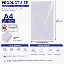 5/10/20/50 Sheets A4 Size 8.3x11.7 Inch Holographic Sticker Paper - Cold Laminate PVC Self-Adhesive Film, Cracked Glass Effect, Suitable For Crafts, Scrapbooking, Gift Wrapping And Party Decoration, Scrapbooking Supplies | Decorative Overlay | Rainbow Color - Snowflake - View 3