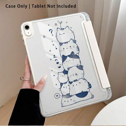 Cat Pattern Painted Effect Tablet Protective Case With Stand, Compatible With Honor 8/9/10/X8/X8A/X9/X8Pro/X9Pro, MatePad SE 11"/MatePad 11"/11.5", MatePad Pro, Apple 10th/11th Gen 2025 (A16), Galaxy Tab A7/A9 And Other Popular Models