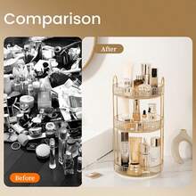 Organizer Makeup Berputar 360°, Cocok untuk Meja Rias, Kotak Penyimpanan Perawatan Kulit Transparan Kapasitas Besar, Kotak Penyimpanan Parfum, Organizer Meja Rias, 1 buah, Perlengkapan Penting untuk Kembali ke Sekolah - Sampanye - View 7