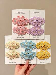 10/5pcs Embroidered Flower Hair Clips, Colorful Dopamine Hair Clips, Exquisite Hair Clips, Exquisite Headwear, Versatile For Daily Travel Use - Multicolor - View 3
