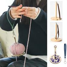 1pc Adjustable Portable Wrist Yarn Holder With Rotatable Wooden Container, Suitable For Storing Crochet Hooks And Handicrafts, Great For Crafters - Wrist Gauze Holder - View 2