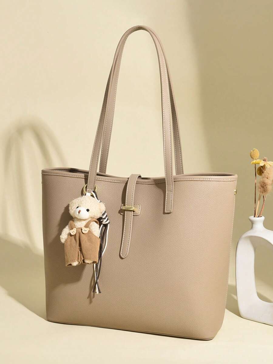 Large Capacity Women's Tote Bag, Solid Color Versatile Crossbody Shoulder Bag, Commuter Bag, Underarm Bag - A - View 1