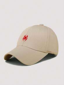 1pc Men's Adjustable Casual Minimalist Baseball Cap With Spider Print Pattern, Suitable For Daily Wear - Khaki - View 2