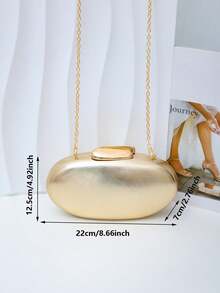 Dedoo Women's Evening Clutch, Oval Egg-Shaped Hard Shell Clutch, Shiny Metallic Gold PU Leather Material, Suitable For Gala Cocktail Party Wedding - Gold - View 10