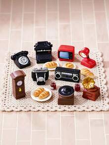 9pcs/Set/5/1pc Mini Vintage TV, Gramophone, Camera - Classic Retro Model Accessories; Vintage Resin Craft Decor; Mini Gramophone And Camera Shaped Home Decor, Photography Props And Home Furniture Accessories - A - View 4