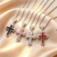 Fashionable Minimalist Versatile Full Rhinestone Cross Pendant Necklace For Women, Suitable For Daily Wear, Vacation, Party, Holiday, Gathering, Matches With Clothes And Dresses - Multicolor - View 8