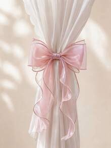 French Style Bowknot Curtain Tieback, Sheer Satin Ribbon Curtain Rope, Multi-Color No-Drill Curtain Tie, Suitable For Semi-Transparent And Regular Curtains, For Bedroom, Living Room, Romantic Home Decor - Multicolor - View 3