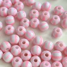 60pcs 8mm Multicolor Two‑Tone Striped Round Acrylic Stringing Beads, Color Block Loose Beads For DIY Bracelet, Keychain, Phone Charm Handmade Jewelry Supplies - Multicolor - View 15