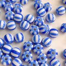 60pcs 8mm Multicolor Two‑Tone Striped Round Acrylic Stringing Beads, Color Block Loose Beads For DIY Bracelet, Keychain, Phone Charm Handmade Jewelry Supplies - Multicolor - View 19