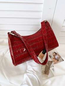 Hot-Selling New Design Minimalist Retro Crocodile Embossed Shoulder Underarm Bag, Casual Handbag, Baguette Bag, Suitable For Daily Matching, Shopping, Dating, Women's Bag - Multicolor - View 4