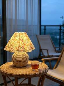 1pc USB Powered Woven Rattan Table Lamp, Ins Vintage Nordic Style Bedside Lamp, Multi-Purpose For Bedroom, Homestay, Restaurant, Camping, Minimalist Warm Light Atmosphere Night Light - Handmade Rattan Table Lamp - View 4