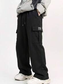 Men's Summer Lightweight Casual Sports Multi-Pocket Cargo Pants, Simple Fashion Outdoor Long Pants Black Fall - Black - View 3